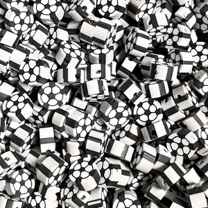 Bulk 10mm polymer clay sports beads with black and white soccer pattern for DIY bracelets