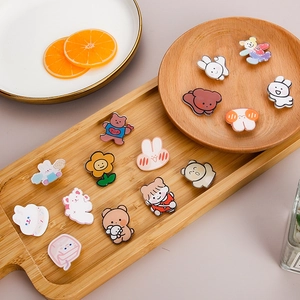 Cute Cartoon Acrylic Brooch Badge Pin For Bags Clothes Decorative Bear Rabbit Pattern Gift Accessories For Kids Girls