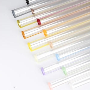 Waterproof transparent OPP flower wrapping paper with colorful borders for bouquets