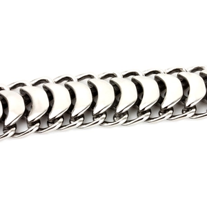 Polished stainless steel dragon scale link chain bracelet with a sleek metallic finish