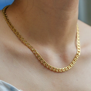 Thick Chain Necklace Stainless Steel Gold Plated Flat Bold Clavicle Choker Streetwear Hip Hop Jewelry For Women
