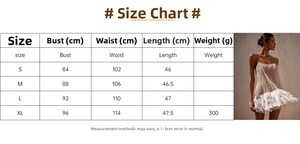Size chart for backless mini dress with bust, waist, and length in centimeters