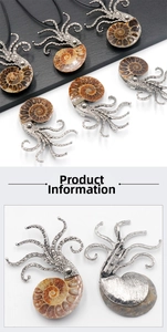 Macro shot of vintage silver octopus brooch showing fossil texture and dual-use back pin