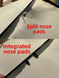 Comparison of split silicone nose pads versus integrated fixed nose pads on mosaic glasses