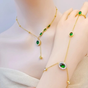 Titanium Steel Adjustable Gold Rhinestone Evil Eye Butterfly Flower Hand Chain Finger Ring For Women