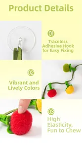 Catnip toy detail with non-marking hooks and high-elastic felt balls for cats