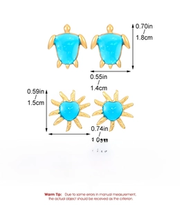 Detailed size specifications for stainless steel sea turtle and starfish earrings