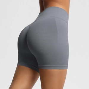 Vue détaillée du short de sport sans couture taille haute avec effet sculptant fessier