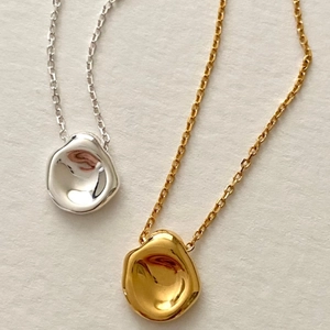 925 Sterling Silver Necklace With Irregular Organic Concave Disc Pendant Minimalist Korean Style Jewelry For Women