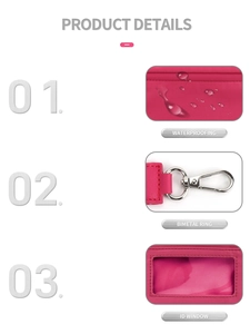 Detalle de mini bolso rosa con tejido impermeable, anillo metálico y ventana de ID