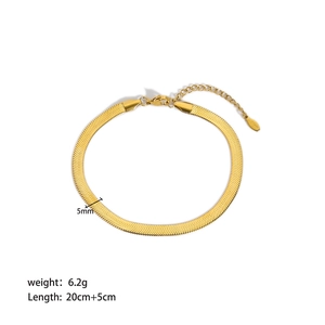 Detailed specs of 5mm gold plated stainless steel herringbone snake chain anklet