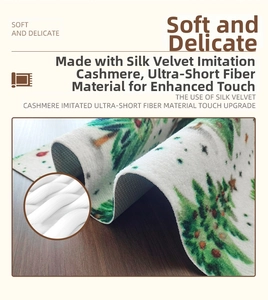 Detailed macro view of soft micro-fiber texture on this Christmas tree patterned floor mat