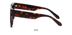 Side view of square tortoise shell sunglasses with wide arms and thick acetate frames