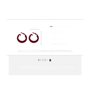 Détails des boucles d'oreilles C floquées rouges avec aiguilles argent de 3 cm
