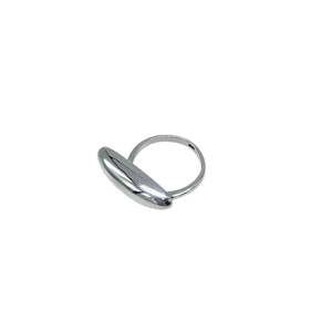 S925 sterling silver minimalist pebble ring with a smooth oval geometric surface for women
