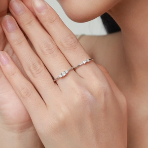 Minimalistisches S925 Sterlingsilber Ring-Set mit Schleife und Zirkonia für Damen