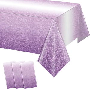 Detail of purple glitter dots pattern on gradient disposable PE party tablecloth