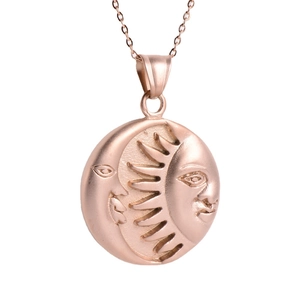 Vintage rose gold sun and moon constellation pendant necklace with stainless steel chain