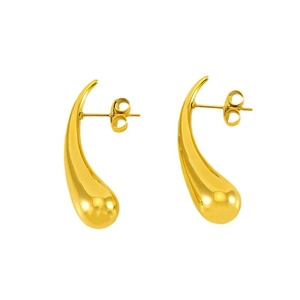 Elegant gold teardrop stud earrings with polished finish and butterfly backs