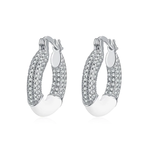 Exquisite Copper Donut Hoop Earrings Inlaid Zirconia With 925 Sterling Silver Earring Post Drip Glue Fashion Jewelry For Women