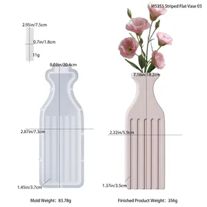 Spécifications de taille pour moule en silicone et vase en résine à rayures