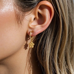 Stainless Steel Hoop Earrings With Cubic Zirconia Rhinestone Charm Star Flower Shell Cross Dainty Jewelry For Women