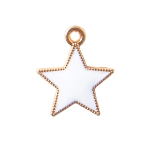 Star-shaped gold alloy pendant with white enamel inlay and beaded edge detail