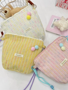 Süße gewebte Umhängetaschen für Handys mit bunten Pompons und verstellbaren Trägern in 3 Farben