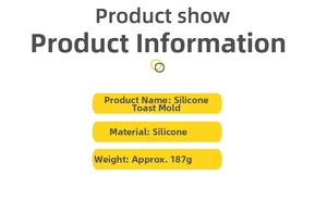 Silicone toast bread mold product specifications showing material and 187g weight detail