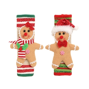 Christmas gingerbread man handle covers set in red and green for kitchen appliance decor