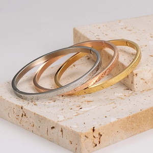 Bracciale Rigido In Acciaio Inossidabile Inciso Con Motivo A Onde Per Donna Moda Gioielli Con Cerniera Oro Argento E Oro Rosa