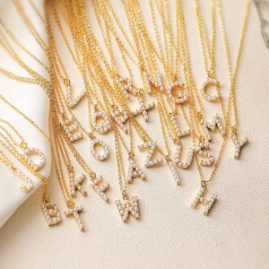 Initial Letter Necklace Elegant Copper Artificial Pearl Pendant Alphabet Capital Chic Fashion Jewelry For Women Girls Gift