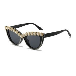 Occhiali Da Sole Occhio Di Gatto Donna Decorazione Fiore Perla Artificial Strass Protezione UV400 Festa Lusso Retro