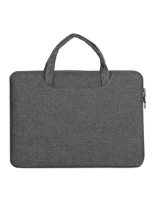 Minimalist grey waterproof laptop bag for 14-inch notebooks with top handles and side zipper