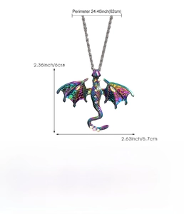 Detailed dimensions of a hip-hop dragon pendant with zinc alloy material and chain length