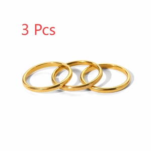 Minimalist 18k gold plated titanium steel ring set with 3 pcs smooth and frosted bands