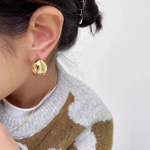 Teardrop Chunky Earrings Zinc Alloy With 925 Sterling Silver Earring Post High Polish Minimalist Geometric For Women
