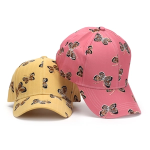 Casquettes de baseball stylées à imprimé papillon en gingembre et rose avec visière courbée