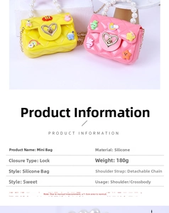 Mini silicone jelly bag with pearl handle and cartoon patches for kids and toddlers