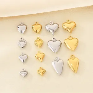 Ciondoli Cuore Acciaio Inossidabile DIY Creazione Gioielli Per Collana Bracciale Liscio Goffrato Oro Argento Colore Lucido Pendenti Amore