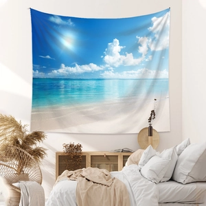 Tapisserie murale bohème avec paysage de plage tropicale pour décor de chambre