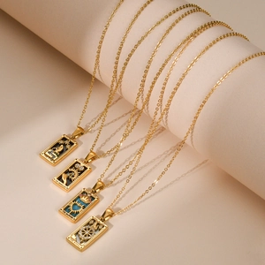 Gold plated tarot card pendant necklaces with stars and empress designs in stainless steel