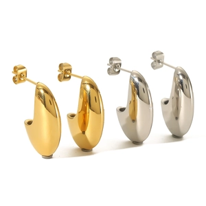 Minimalist 18K gold and silver plated teardrop hollow hoop earrings for women