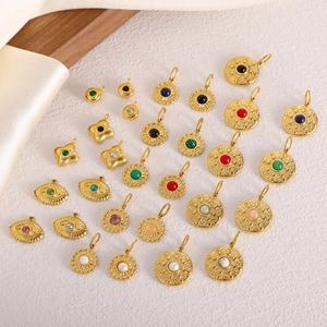 Evil Eye Pendants Stainless Steel 18K Gold Plated Zircon Geometric DIY Jewelry Making Charms Accessory