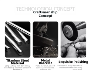 Detailed view of polished titanium steel components for men's punk hip-hop bracelets
