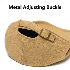 Retro wool blend beret with adjustable metal buckle detail in a warm ginger tweed finish