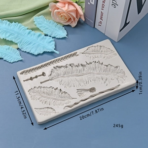 Leaf and feather shaped silicone mold for DIY cake decorating and baking crafts