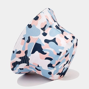 Pink and blue camouflage reversible bucket hat with cotton fabric for outdoor sun protection