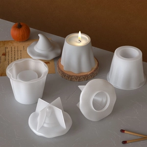 Halloween ghost and wizard hat silicone candle molds with resin DIY storage box tools