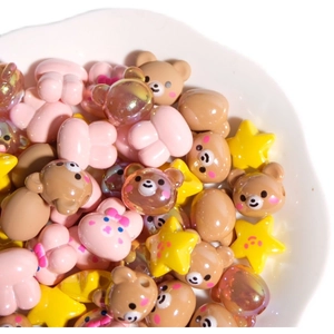 Cuentas de resina de osos y estrellas de colores para joyas DIY y colgantes para móviles